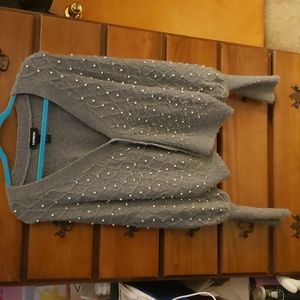 Express Beaded Gray Cardigan